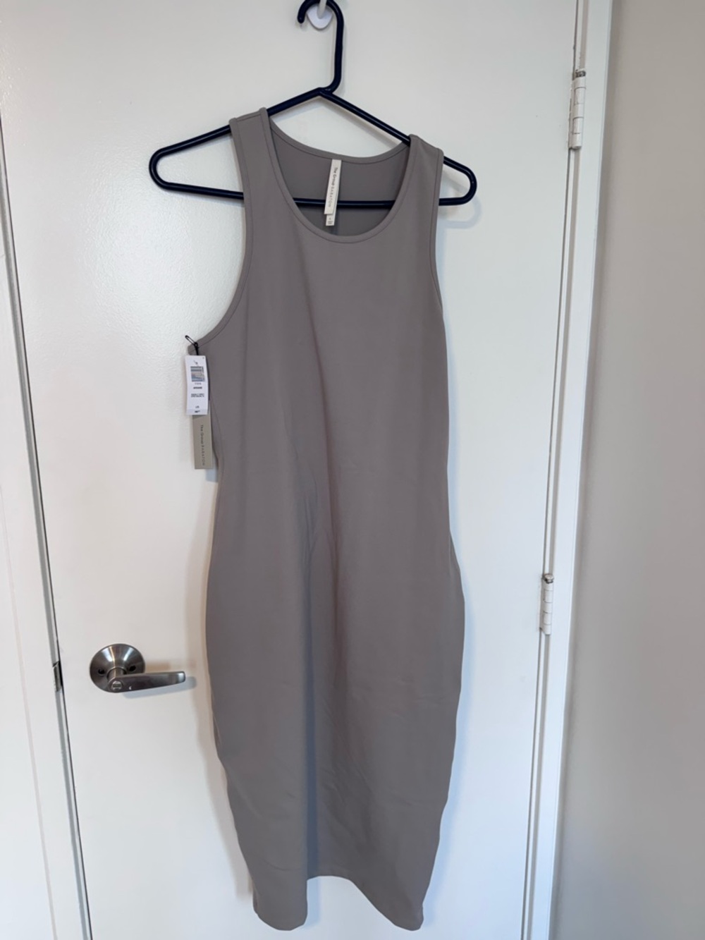 Babaton Taupe Sleeveless Midi Dress